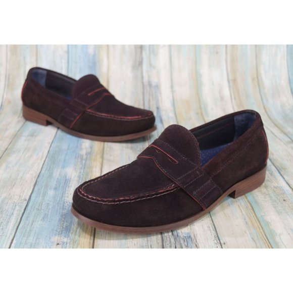 Cole Haan Suede Pinch Air Men's Size 9.5 Penny Loafers Brown Leather C11175 - Picture 1 of 10